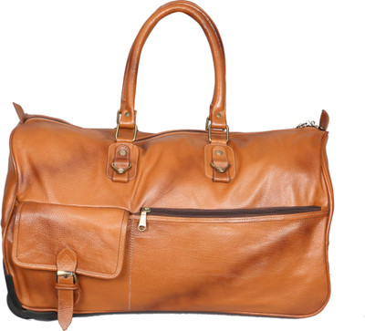 

OBANI (Expandable) Genuine Leather Duffel Strolley Bag Duffel Strolley Bag(Gold)