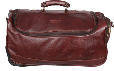 

OBANI (Expandable) Genuine Leather Duffel Strolley Bag Duffel Strolley Bag(Brown)