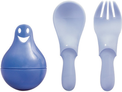 

Babyoodles Blue Roly Poly Fork And Spoon For Kids - BPA, Abs(Blue)