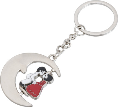 

Shubheksha Moon Shape Rotating Couple Metallic Key Chain