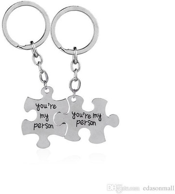 

DALUCI 2 Pcs/Set Puzzle You're My Person Couple Keychain For Lovers You Are My Person Key Chain Ring Holder Best Friends Key Chain