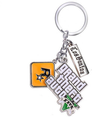 

DALUCI Game PS4 GTA 5 Grand Theft Auto Keychain Key Chain For Fans Xbox PC Rockstar Key Ring Holder Key Chain
