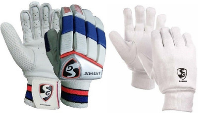 

SG Combo of Two- One Pair of 'Litevate' Batting Gloves (Right Handed) and One Pair of 'League' Inner Gloves (Men's) (Color On Availability)- Cricket Kit