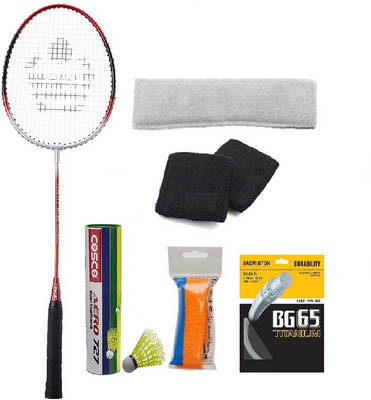 

Cosco Combo of Seven - One 'Cb 88' Badminton Racket (Half Cover), one Box of 'Aero 727' Nylon shuttle cock (Pack of 6) one Head band, one Pair of Wrist band, One Badminton Grip and One Badminton String (Color on availability)- Badminton Kit
