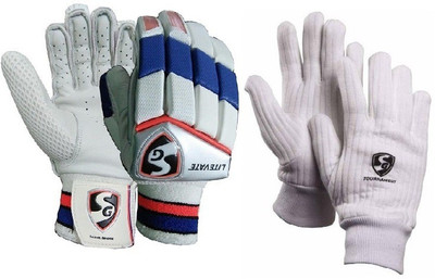 

SG Combo of Two- One Pair of 'Litevate' Batting Gloves (Right Handed) and One Pair of 'Tournament' Inner Gloves (Men's) (Color On Availability)- Cricket Kit