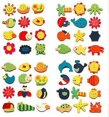 

Abaj Wooden Fridge Magnets Set Of 40(Multicolor)