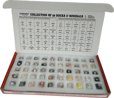 

rocksmins Collection of 50 Rocks & Minerals in Colour Box(Multicolor)