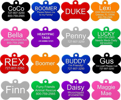 

Heavypac Info Engraved Dog & Cat Collar Charm(Blue, Red, Pink, Black, Silver, Gold, Green, Orange, Purple, Bone)