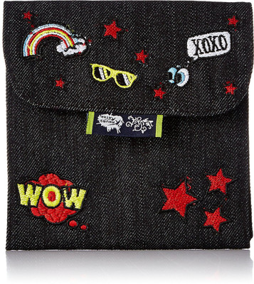 

Kanvas Katha Fashion Embroidered Denim Sanitary Pouch Pouch(Black)