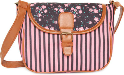 

Kanvas Katha Women Casual Pink, Grey Canvas Sling Bag, Grey;pink