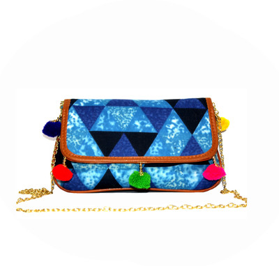 

TUNEROX Girls Evening/Party Blue Canvas, Velvet Sling Bag