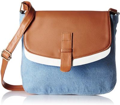 

Kanvas Katha Women Casual Blue, Brown Denim, PU Sling Bag