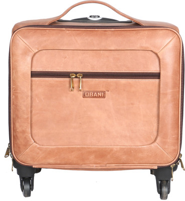 

OBANI Genuine Leather Trolley bag Small Travel Bag - Large(Tan)