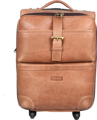 

OBANI Genuine Leather Trolley bag Small Travel Bag - Large(Tan)