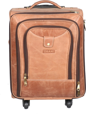 

OBANI Genuine Leather Trolley bag Small Travel Bag - Large(Tan)