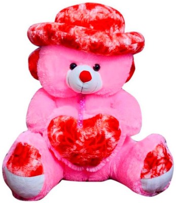 

ATTRACTIVE 3 FEET SEATING CUTE CAP & HEART SOFT TEDDY BEAR LARGE - 85 cm(Pink)