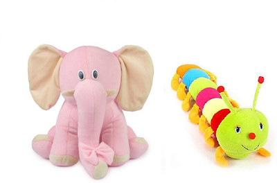 

Tajpur Traders Beautiful Cute Colorful Caterpillar (55 cm) With Pink Elephant Soft Toy - 25 cm(Multicolor)