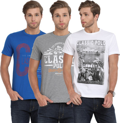 Classic Polo Printed Men Round Neck Multicolor T-Shirt(Pack of 3) Flipkart