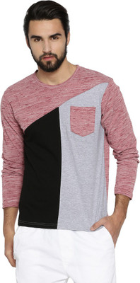 CAMPUS SUTRA Colorblock Men Round Neck Pink T-Shirt