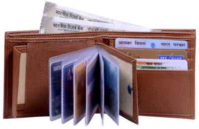 

LAER Boys Tan Genuine Leather Wallet(10 Card Slots)