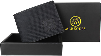 

MARKQUES Men Black Artificial Leather Wallet(8 Card Slots), Black-01