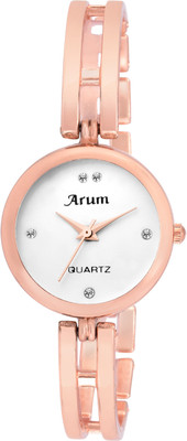 

Arum ASWW-017 White Round Shaped Dial Metal Strap Watch - For Women