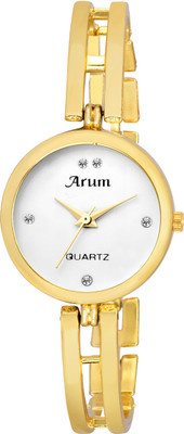 

Arum ASWW-014 White Round Shaped Dial Metal Strap Watch - For Women