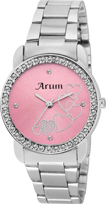 

Arum ASWW-022 Lite Pink Round Dial Stainless Steel Strap Watch - For Women
