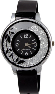 

Varni Retail Beautiful Movable Diamond Pandadi Print Dial Black Strap Girls Watch For Women Watch - For Women