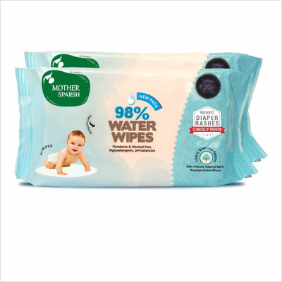 

Mother Sparsh Baby Water Wipes (80 Wipes), Pack of 2 - 98% Water, Skin Friendly, Natural Fabric, Biodegradable Wipes(2 Pieces)