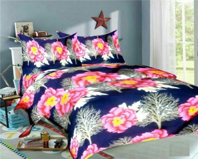 Edifice Couture 250 TC Polycotton Double Floral Flat Bedsheet(Pack of 3, Multicolor)