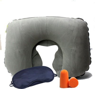 

JAMBOREE 3 In 1 Grey Air Travel Kit Combo Of Pillow,Ear Buds & Eye Mask,Travel Eye Shade Mask, Ear Plugs,Suitable for Train Bus Fligh Car Neck Pillow & Eye Shade(Grey)