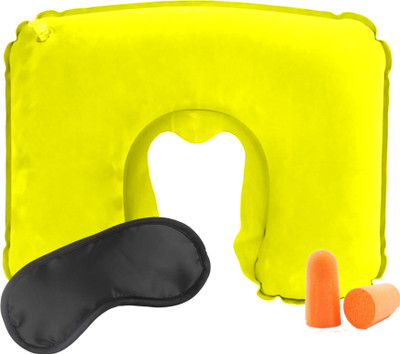 

JAMBOREE 3 In 1 Yellow Air Travel Kit Combo Of Pillow,Ear Buds & Eye Mask,Travel , Ear Plugs,Suitable for Train Bus Fligh Car Neck Pillow & Eye Shade(Yellow)