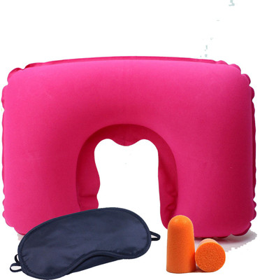 

JAMBOREE 3 In 1 Pink Air Travel Kit Combo Of Pillow,Ear Buds & Eye Mask,Travel Eye Shade Mask, Ear Plugs,Suitable for Train Bus Fligh Car Neck Pillow & Eye Shade(Dark Pink)