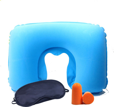 

JAMBOREE 3 In 1 Blue Air Travel Kit Combo Of Pillow,Ear Buds & Eye Mask,Travel Eye Shade Mask, Ear Plugs,Suitable for Train Bus Fligh Car Neck Pillow & Eye Shade(Sky Blue)