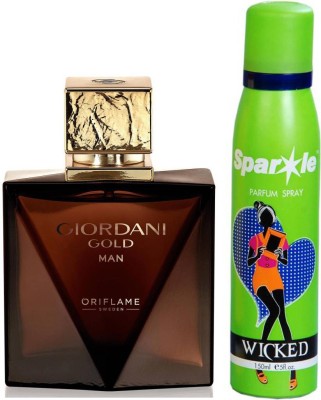 

Oriflame Sweden Giordani Gold Man Eau de Toilette 75ml (32155) With one sparkle perfume spray 150 ml(Set of 2)