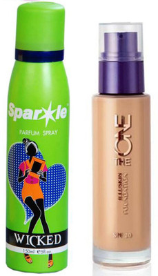 

Oriflame Sweden The ONE IlluSkin Foundation (Natural Beige - 30600) With one sparkle perfume spray 150 ml(Set of 2)