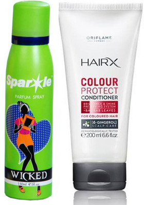 

Oriflame Sweden HairX Colour Protect Conditioner 200ml (26672) With one sparkle perfume spray 150 ml(Set of 2)