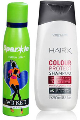 

Oriflame Sweden HairX Colour Protect Shampoo 250ml (26666) With one sparkle perfume spray 150 ml(Set of 2)