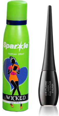 

Oriflame Sweden Pure Colour Eyeliner - Black (30792) With one sparkle perfume spray 150 ml(Set of 2)