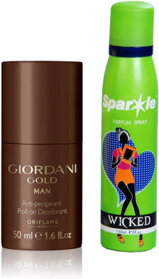 

Oriflame Sweden Giordani Gold Man Anti-perspirant Roll-On Deodorant 50ml (32176) With one sparkle perfume spray 150 ml(Set of 2)