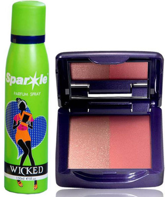 Oriflame Sweden The ONE IlluSkin Blush 4g (Shimmer Rose - 30978) With one sparkle perfume spray 150 ml(Set of 2)