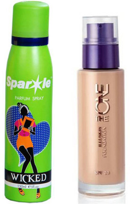 

Oriflame Sweden The ONE IlluSkin Foundation (Porcelain - 30596) With one sparkle perfume spray 150 ml(Set of 2)