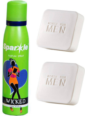 

Oriflame Sweden two North For Men Fairness Soap Bar 100g (32230) With one sparkle perfume spray 150 ml(Set of 3)