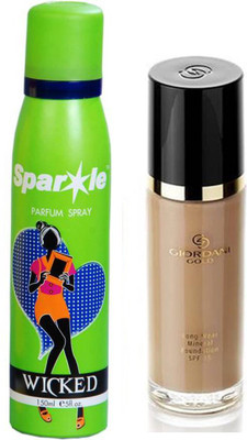 

Oriflame Sweden Giordani Gold Long Wear Mineral Foundation SPF 15 30ml (Natural Beige - 31806) Wth one sparkle perfume spray 150 ml(Set of 2)