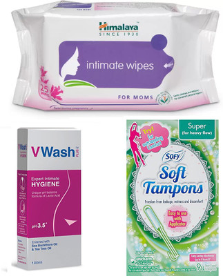 

Himalaya intimate wipes, v wash, tampon(Set of 3)