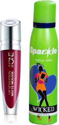 

Oriflame Sweden The ONE Lip Sensation Matte Mousse 5ml (Soft Mulberry - 32256) With one sparkle perfume spray 150 ml(Set of 2)
