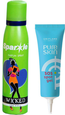 

Oriflame Sweden Pure Skin SOS Spot Gel 6ml (32651) With one sparkle perfume spray 150 ml(Set of 2)