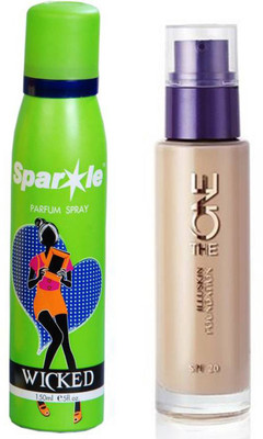 

Oriflame Sweden The ONE IlluSkin Foundation (Olive Beige - 30601) With one sparkle perfume spray 150 ml(Set of 2)