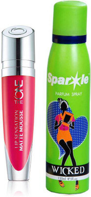 

Oriflame Sweden The ONE Lip Sensation Matte Mousse 5ml (Pink Velour - 31949) With one sparkle perfume spray 150 ml(Set of 2)